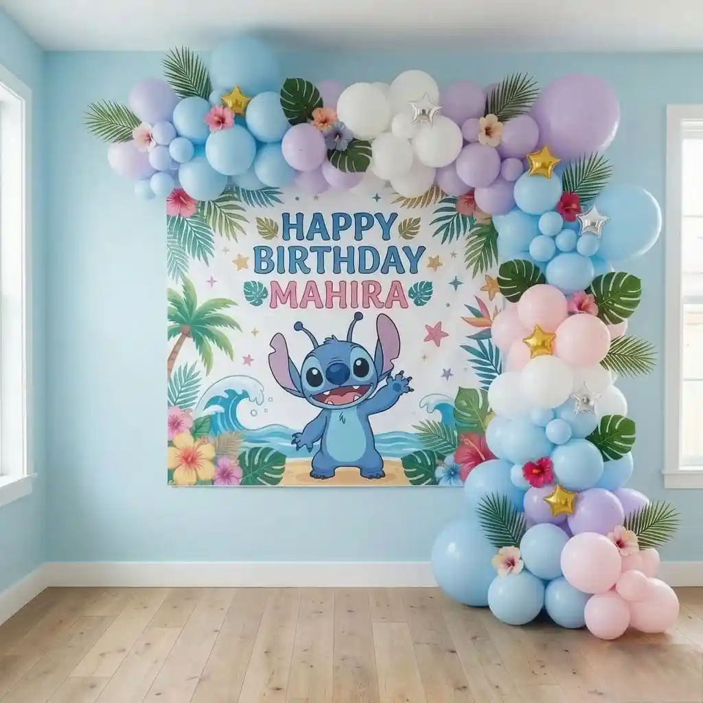 Stitch Birthday Backdrop Decoration